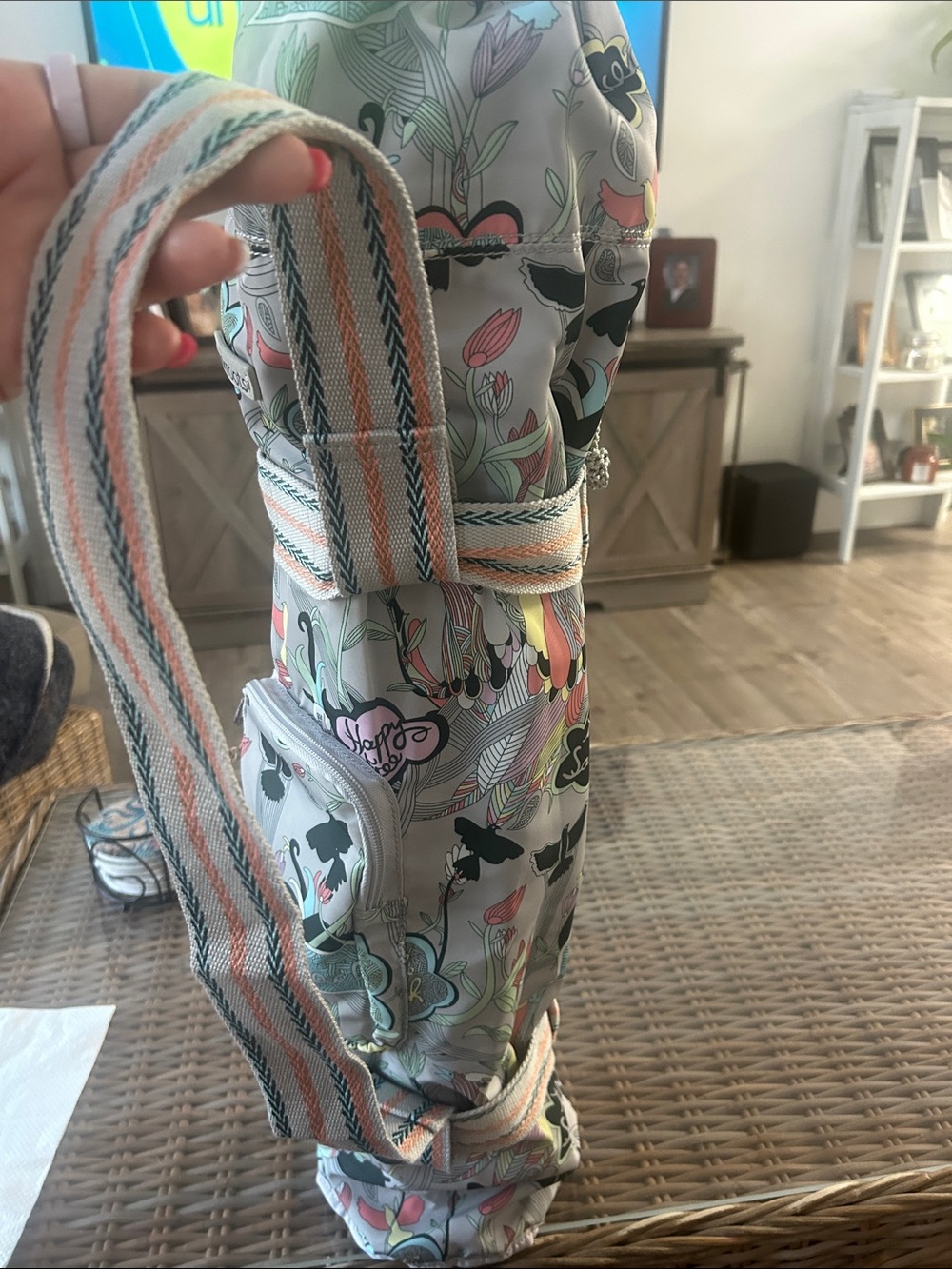 Sakroots Gray Yoga Mat/Bag with Pastel Bird & Floral Print - Picture 5 of 5